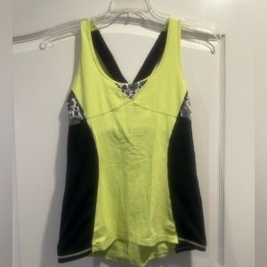 Kyodan large tank top w/ paisley design and criss cross straps.